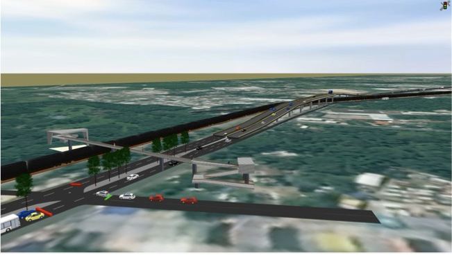 Simulación de tránsito en modelo 3D